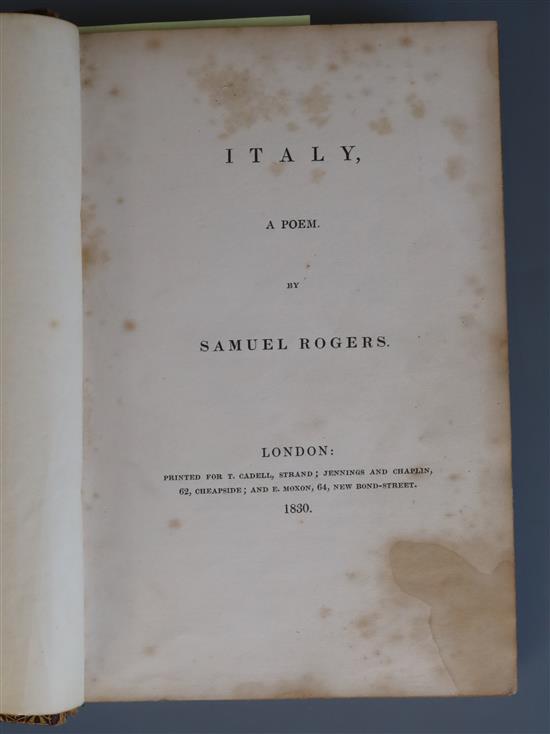 Rogers, Samuel - Italy, a Poem, 8vo, morocco gilt, illustrated with engravings after Turner and Stothard,